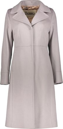 Herno Elegante lange grijze verfijnde jas - Dames - Mantel - Grijs - M - Wol - Jassen