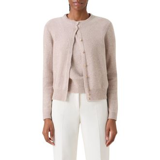 Akris Sequin Virgin Wool & Cashmere Blend Cardigan in Beige at Nordstrom, Size 10