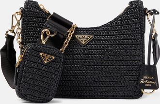 Prada Small crochet raffia shoulder bag