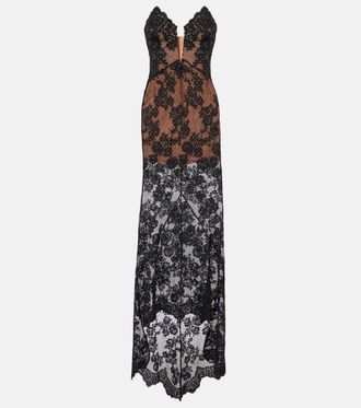 Self Portrait Embellished sheer lace gown