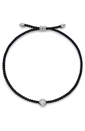 Monica Vinader Lab Grown Diamond Solitaire Cord Bracelet in Silver at Nordstrom