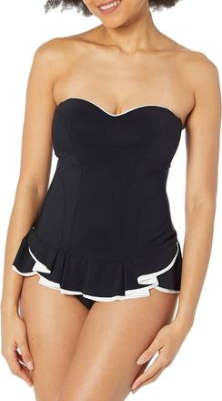 Gottex Belle Curve Bandeau Swimsuit Dress In Black/white