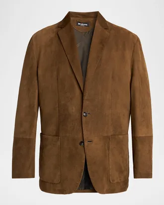 Kiton Men & apos;s Suede Patch-Pocket Blazer