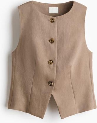 H&M Waistcoat in Dark Beige at Nordstrom, Size Xx-Small