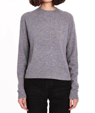 Minnie Rose Shrunken Crew Sweater In Grey Shadow