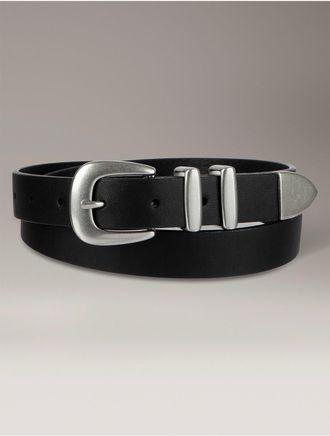 Calvin Klein Womens Solid Square Buckle Belt - Black - S