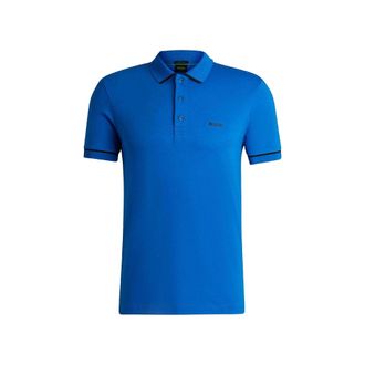 HUGO BOSS Heren Paule Interlock Slim Poloshirt (Blauw)