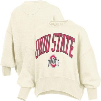 Pressbox Womens Pressbox Natural Ohio State Buckeyes Oversized Waist-Length Crewneck Sweatshirt at Nordstrom, Size Xx-Large