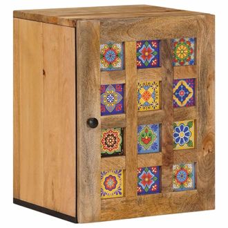 vidaXL Gabinete Colgante De Ba&ntilde;o Con Puerta Natural 38 X 33 X 48 Cm Vidaxl