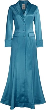 Chic Star Womens Satin Maxi Coat, Blue, 20