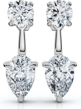 Pompeii3 3Ct Diamond Studs & Earring Jackets 14k Gold Pear Shape Lab Grown EF/VS