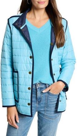 Nic+Zoe Reversible Puffer Jacket in Aqua Multi at Nordstrom Rack, Size Xx-Large