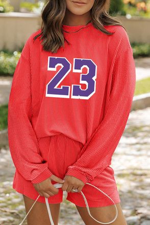 Azura Exchange Womens Ribbed Set Number 23 Graphic - Light Pink - Size Large