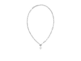 Kendra Scott Sasha Heart Short Pendant Womens Necklace Womens Necklace Silver Freshwater Cultured Pearl, Brass