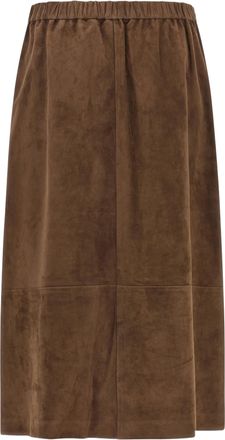 Max Mara Lamb Leather Midi Skirt - Brown