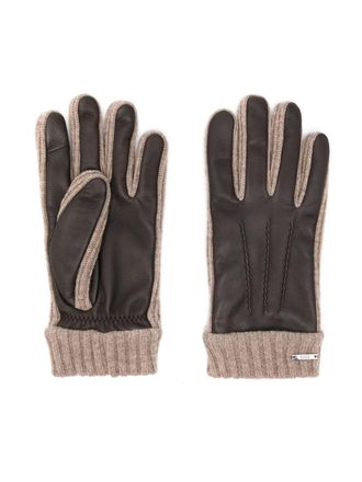 BOSS Hyden gloves - men - Lamb Skin/Recycled Polyester/Wool - 10 - Brown