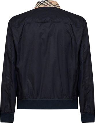 Burberry Mens Jacket Harrington Glenfields Navy Blue Gabardine Cotton Bomber