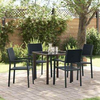 vidaXL Conjunto De Comedor De Jard&iacute;n 5 Pcs Negro Polirat&aacute;n Vidaxl
