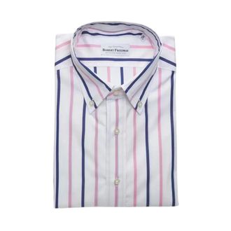 Robert Friedman Casual Shirts, male, White, Size: XL MultiStripe Oxford Shirt