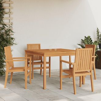 vidaXL Juego De Comedor Para Jard&iacute;n 5 Piezas Madera Maciza De Teca Vidaxl