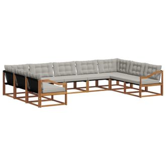 vidaXL Conjunto De Sof&aacute;s De Exterior 9 Uds. Gris Natural Y Claro Vidaxl