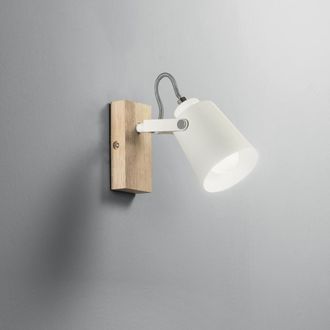 Luce-Ambiente-Design Aplique Eda Ap De Madera Y Metal Blanco Con Luz Orientable Estilo Escandinavo