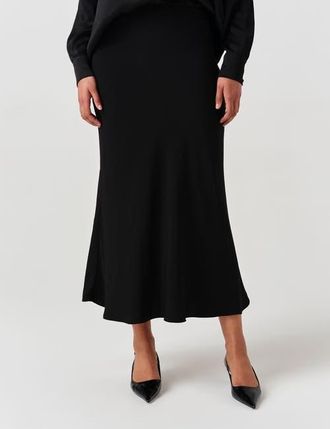 Ghost London Lyra Crepe Midi Skirt in Black at Nordstrom, Size 10
