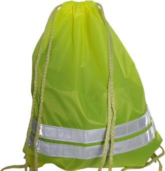 Generic Hi Vis Yellow Reflective Drawstring Bag Rucksack Gymsac Safety PPE Work Cycling Hiking, Kids Adults Unisex (Hi Vis Yellow)