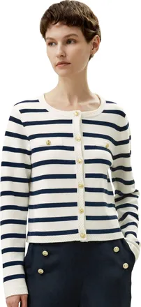 LilySilk Gariana Striped Wool Cardigan