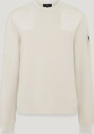 Belstaff Commander Crewneck Jumper Mens Organic Cotton Silver Birch Size 2XL