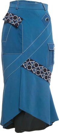 Peter Pilotto Midi-rok met contrasterend stiksel - Blauw