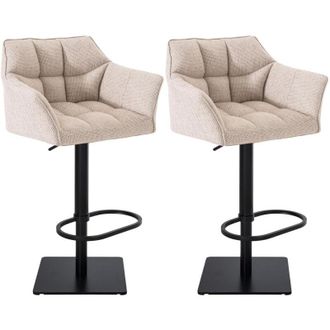 Clp Clp - Lote De 2 Taburetes De Bar Damaso Funda De Tela Negro Marfil