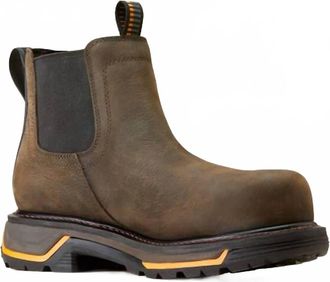 Ariat Men Big Rig Chelsea Comp-Toe Work Boot - Extra Wide In Iron Coffee