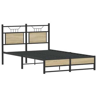Berkfield Home Decorative Bed Frame w/Drawers Frame Smoked Oak 120x190 cm Small in Natural | Size: Small Double