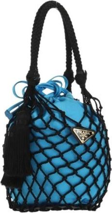 Prada Pre-owned Bucket Bags, female, Blue, Size: ONE SIZE Pre-owned Satin Bucket Bag