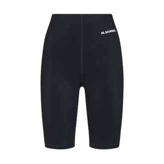 Jil Sander Running Tights, female, Black, Size: XS Logo Printed Biker Shorts