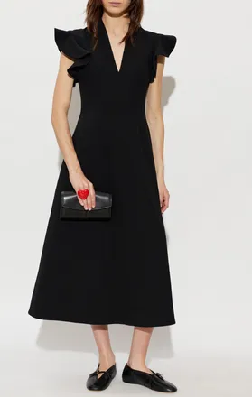 Moschino V-neck Dress, Womens, Black
