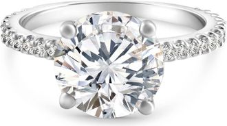 Pompeii3 Certified 4 1/4Ct Diamond Engagement Ring 14k Gold Lab Grown With Sidestones