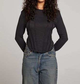 Chaser Corset Top W/ruched Back In Black