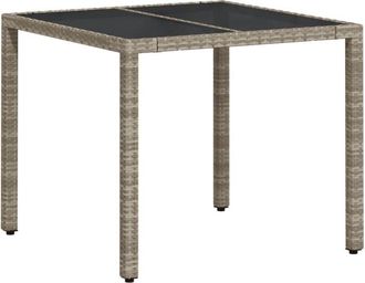 vidaXL Mesa De Jard&iacute;n Superficie Vidrio Rat&aacute;n Pe Gris Claro 90x90x75cm Vidaxl