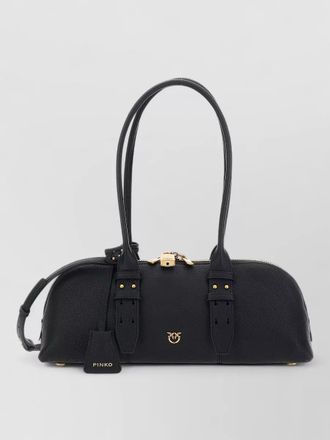 Pinko horizontal bowling shoulder bag buckle strap