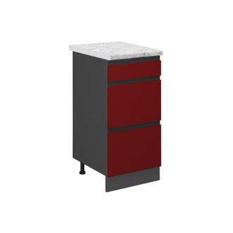 Vicco Mueble Bajo De Cocina R-line, Rojo, 40 Cm Et M&aacute;rmol