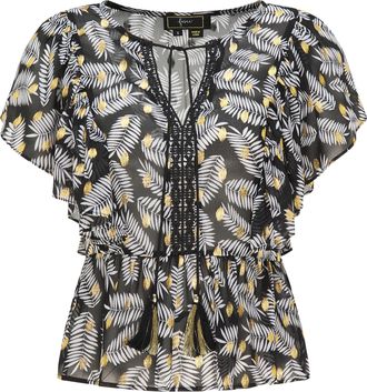 Faina Blouse Dames Zwart Veelkleurig