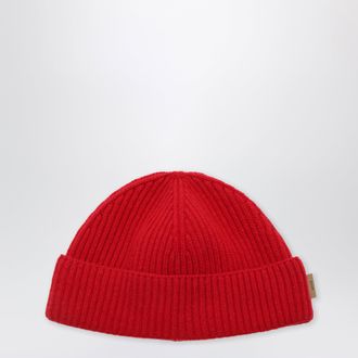 Ami Ruby red ribbed wool beanie