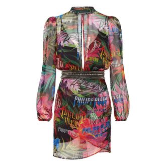 Philipp Plein Dames, Jurken, Veelkleurig, Maat: XL Zijde