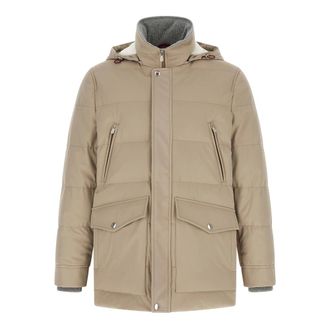 Brunello Cucinelli Donsjas Parka - Heren - Gewatteerde jassen - Beige - XL - Jassen