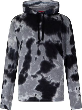 Diesel Hoodie met tie-dye-patroon en kraanvogelmotief voor heren (Zwart)