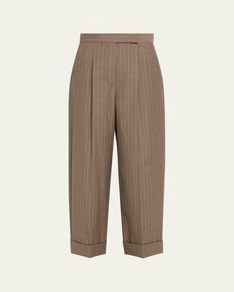 Max Mara Cropped Pinstripe Virgin Wool Pants