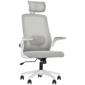 HOMCOM Executive Mesh Office Chair with Headrest - Lumbar Support - Grey - Grey | TJ Hughes