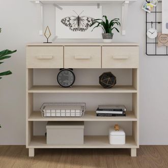 vidaXL Mesa Consola Hamar Madera Maciza Pino Marr&oacute;n Miel 90x35x90 Cm Vidaxl